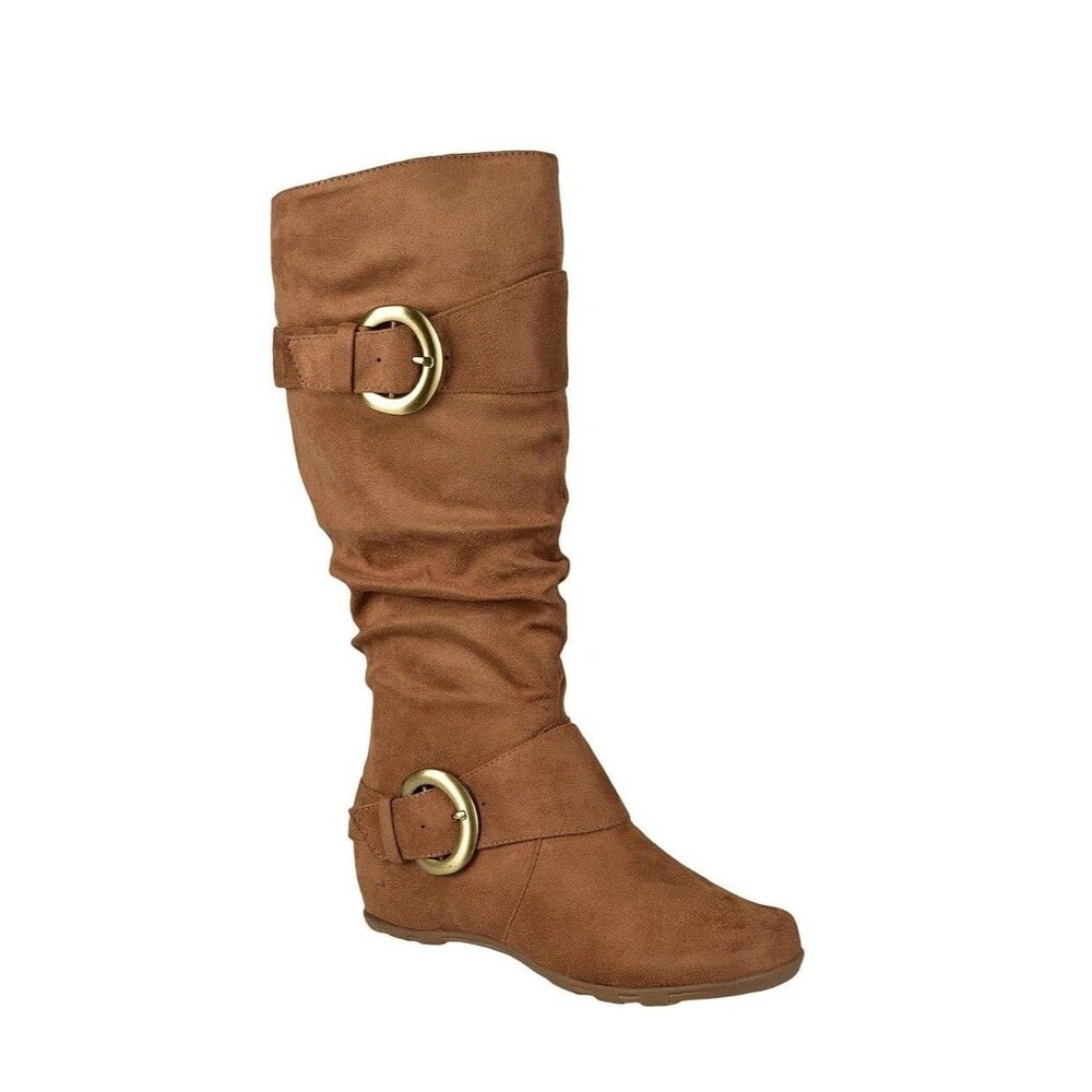 Journee Collection Womens 9.5 M WC Camel Jester Mid Calf Buckle Boots NIB GM3